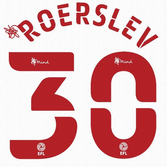 BRENTFORD 2020 2021 OFFICIAL ROERSLEV 30 3RD PLAYER SIZE NAME SET