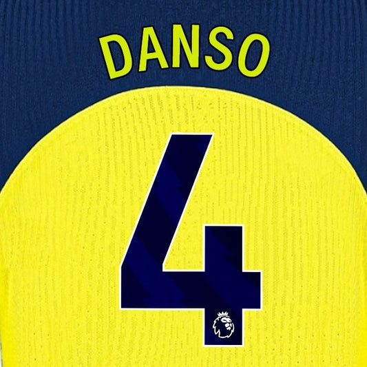2025 2026 TOTTENHAM DANSO 4 3RD PLAYER SIZE NAME SET