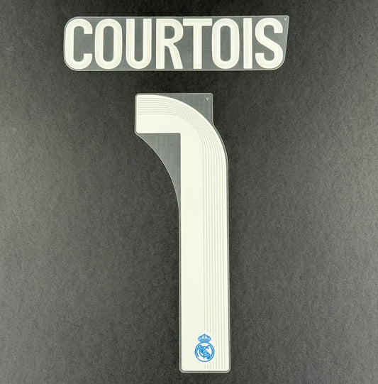 2025 2026 REAL MADRID COURTOIS 1 OFFICIAL 3RD PLAYER SIZE NAMESET