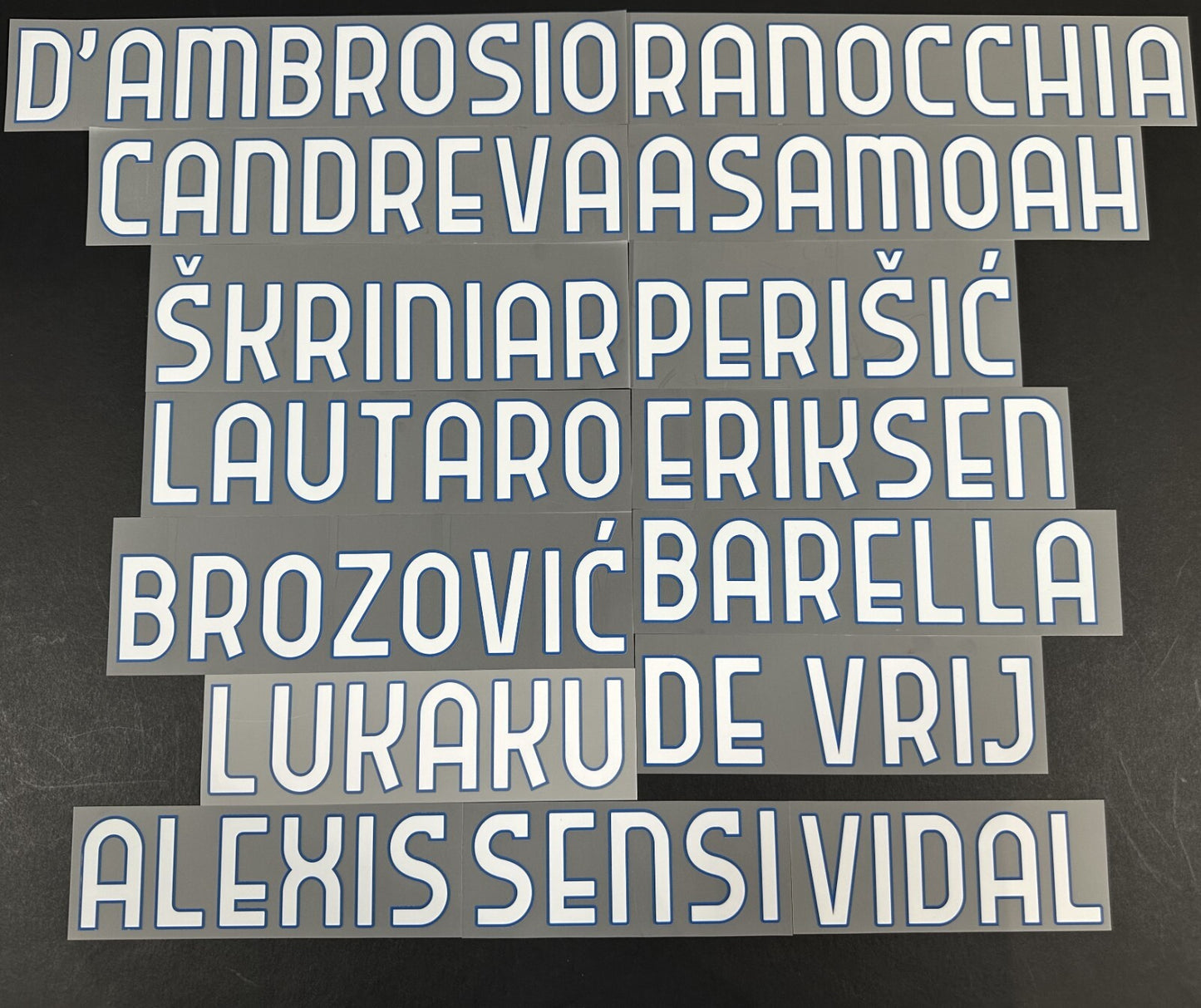 INTER MILAN 2020 2021 OFFICIAL HOME WHITE PLAYER SIZE NAME BLOCKS