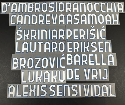 INTER MILAN 2020 2021 OFFICIAL HOME WHITE PLAYER SIZE NAME BLOCKS