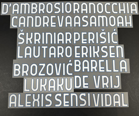 INTER MILAN 2020 2021 OFFICIAL HOME WHITE PLAYER SIZE NAME BLOCKS