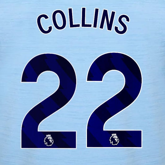 2023 2024 BRENTFORD COLLINS 22 OFFICIAL BLUE AWAY PLAYER SIZE NAMESET