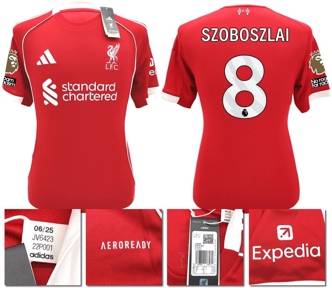 BNWT 2025 2026 LIVERPOOL ADIDAS HOME SHIRT SZOBOSZLAI 8 + PACTHES MEN'S