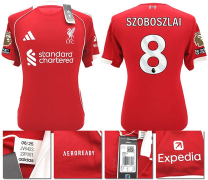 BNWT 2025 2026 LIVERPOOL ADIDAS HOME SHIRT SZOBOSZLAI 8 + PACTHES MEN'S