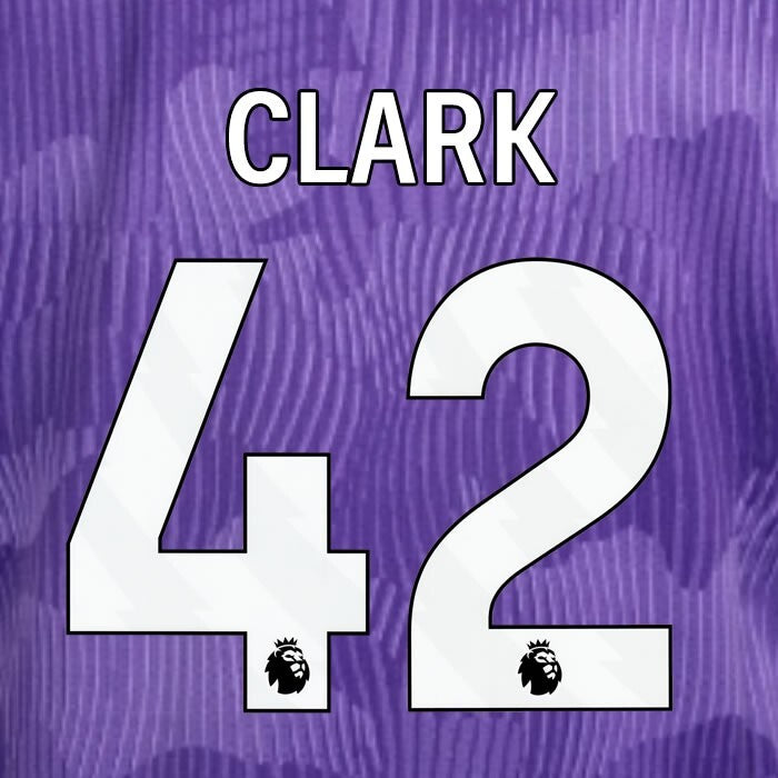 2023 2024 OFFICIAL LIVERPOOL CLARK 42 WHITE 3RD PLAYER SIZE NAMESET