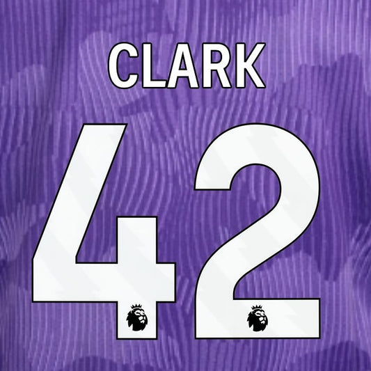 2023 2024 OFFICIAL LIVERPOOL CLARK 42 WHITE 3RD PLAYER SIZE NAMESET