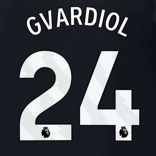 2023 2024 MAN CITY GVARDIOL 24 WHITE 3RD PLAYER SIZE NAME SET