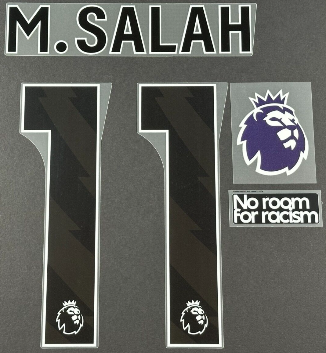 2023 2025 M. SALAH 11 OFFICIAL AVERY DENNISON BLACK PLAYER SIZE NAME + PATCHES