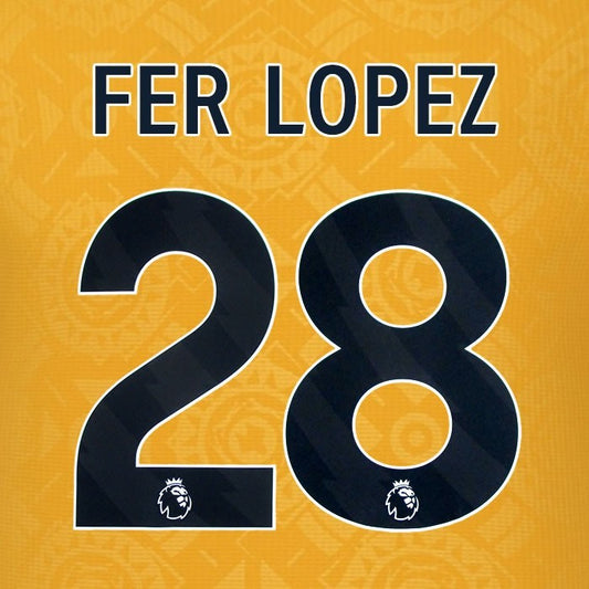 2025 2026 WOLVES HOME BLACK FER LOPEZ 28 OFFICIAL PLAYER SIZE NAMESET