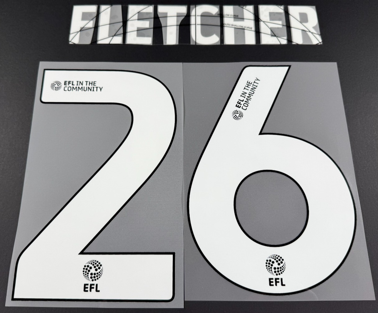 24 / 25 WREXHAM A.F.C.  FLETCHER 26 OFFICIAL WHITE HOME PLAYER SIZE NAME SET
