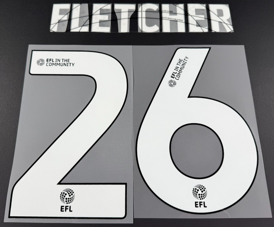 24 / 25 WREXHAM A.F.C.  FLETCHER 26 OFFICIAL WHITE HOME PLAYER SIZE NAME SET