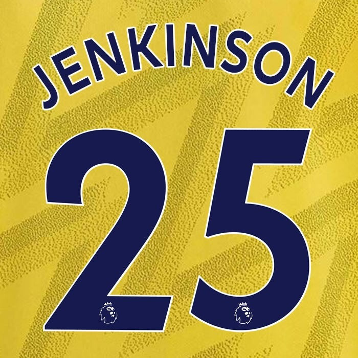 ARSENAL 2019-23 JENKINSON 25 OFFICIAL AVERY DENNISON NAVY PLAYER SIZE NAME SET