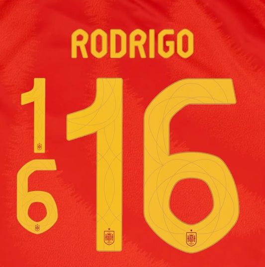 2024 2025 OFFICIAL SPAIN RODRIGO 16 HOME PLAYER SIZE NAMESET