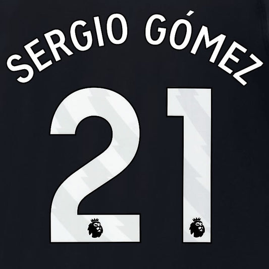 2024 2025 MANCHESTER CITY SERGIO GOMEZ 21 WHITE AWAY PLAYER SIZE NAME SET