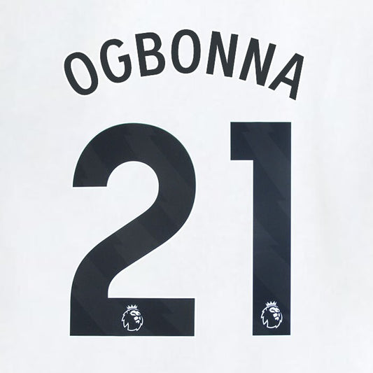 2023 2024 WEST HAM OGBONNA 21 OFFICIAL AWAY BLACK PLAYER SIZE NAMESET