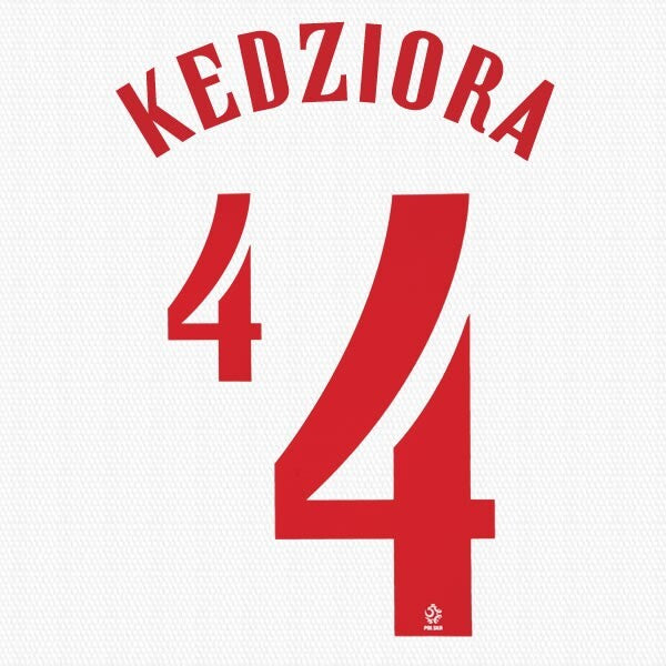 2020 2021 OFFICIAL POLAND KEDZIORA 4 HOME RED PLAYER SIZE NAMESET