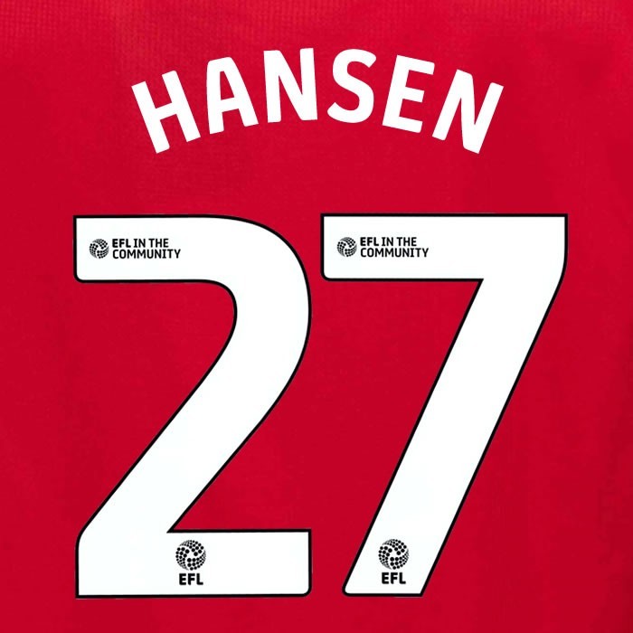 25 26 MIDDLESBROUGH HANSEN 27 OFFICIAL WHITE HOME PLAYER SIZE NAME SET 230MM