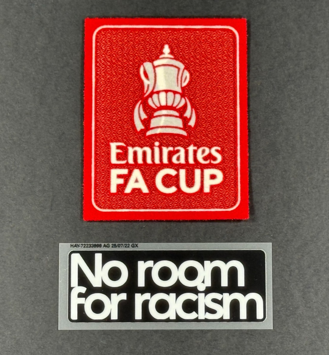 2024 2025 OFFICIAL SPORTING ID EMIRATES FA CUP + NO ROOM FOR RACISM PATCH SET