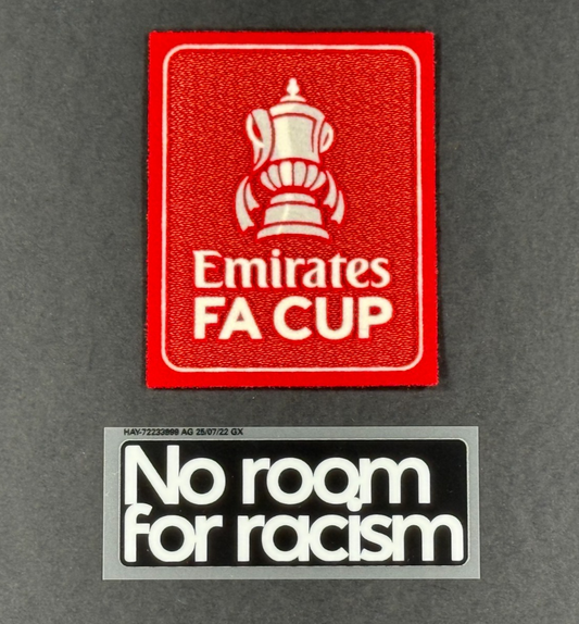 2024 2025 OFFICIAL SPORTING ID EMIRATES FA CUP + NO ROOM FOR RACISM PATCH SET