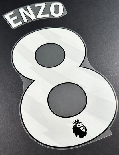 CHELSEA 2023 2024 ENZO 8 OFFICIAL AVERY DENNISON WHITE PLAYER SIZE NAME SET