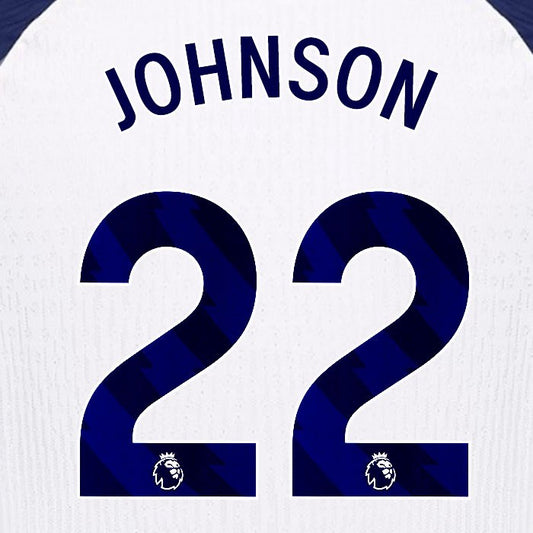 2025 2026 TOTTENHAM JOHNSON 22 BLUE HOME PLAYER SIZE NAME SET