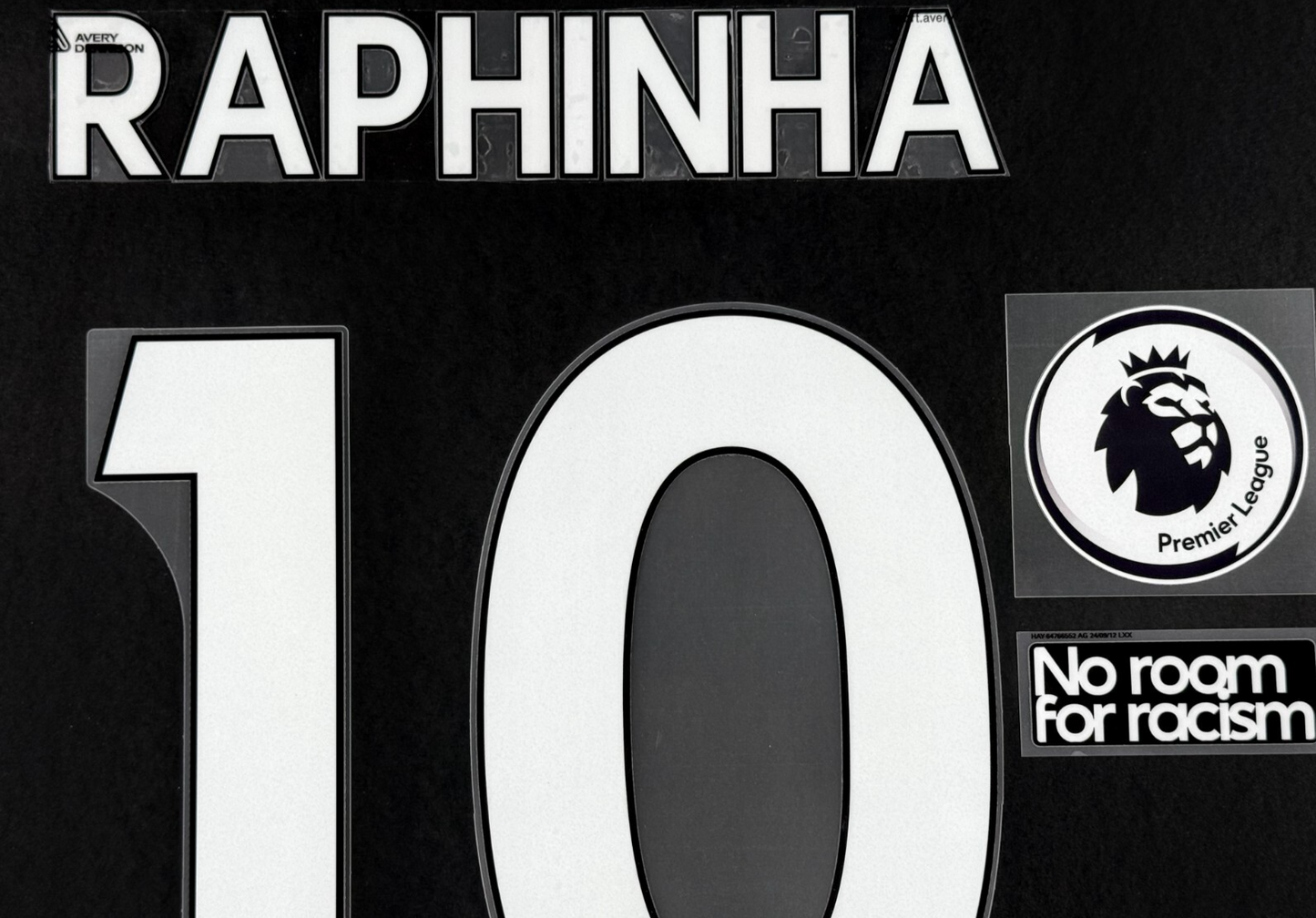 LEEDS UNITED 19-23 RAPHINHA 10 OFFICIAL AVERY DENNISON WHITE + PATCH SET