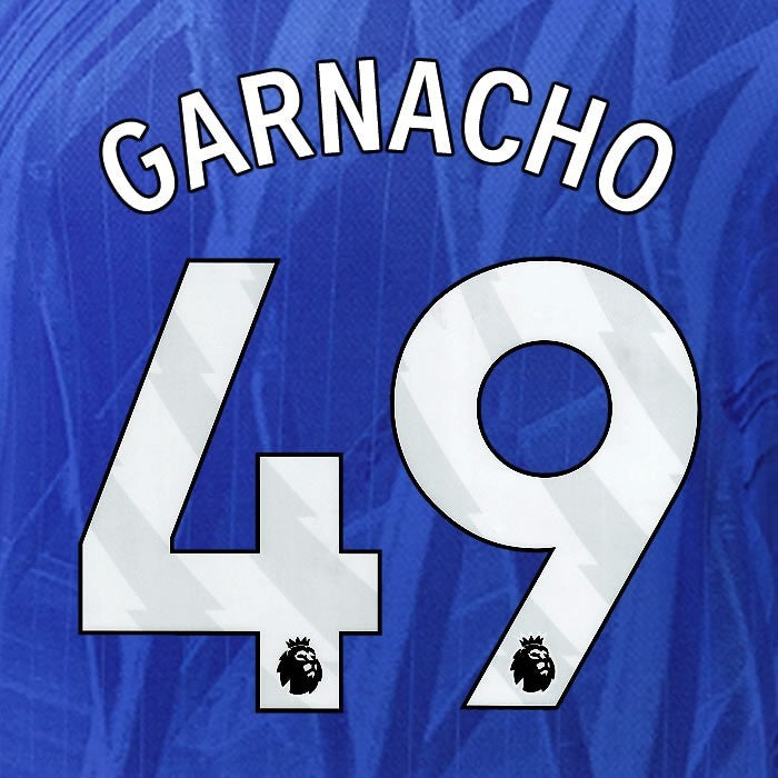 2025 2026 OFFICIAL CHELSEA GARNACHO 49 WHITE HOME PLAYER SIZE NAMESET