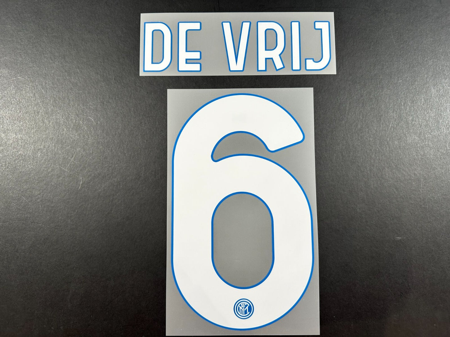 INTER MILAN 2020 2021 DE VRIJ 6 OFFICIAL HOME WHITE PLAYER SIZE NAMESET