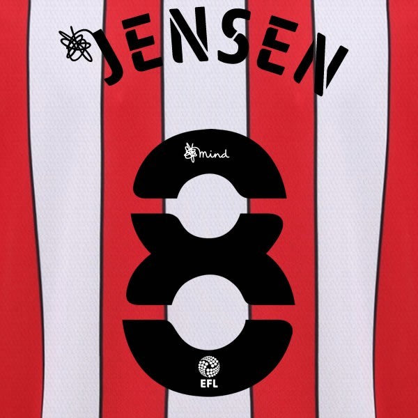 BRENTFORD 2020 2021 OFFICIAL JENSEN 8 HOME PLAYER SIZE NAME SET