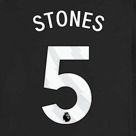 2025 2026 MANCHESTER CITY STONES 5 WHITE AWAY PLAYER SIZE NAME SET