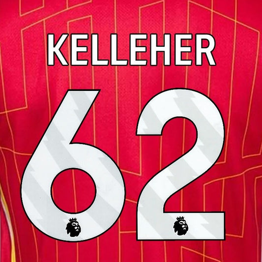 2024 2025 OFFICIAL LIVERPOOL KELLEHER 62 WHITE HOME PLAYER SIZE NAMESET