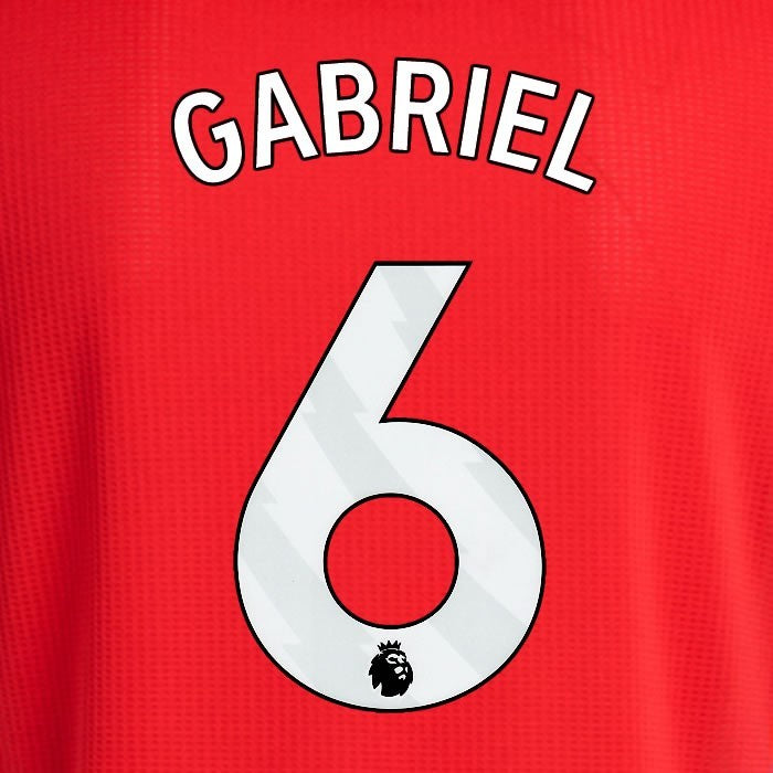 2024 2025 ARSENAL GABRIEL 6 WHITE HOME OFFICIAL PLAYER SIZE NAMESET