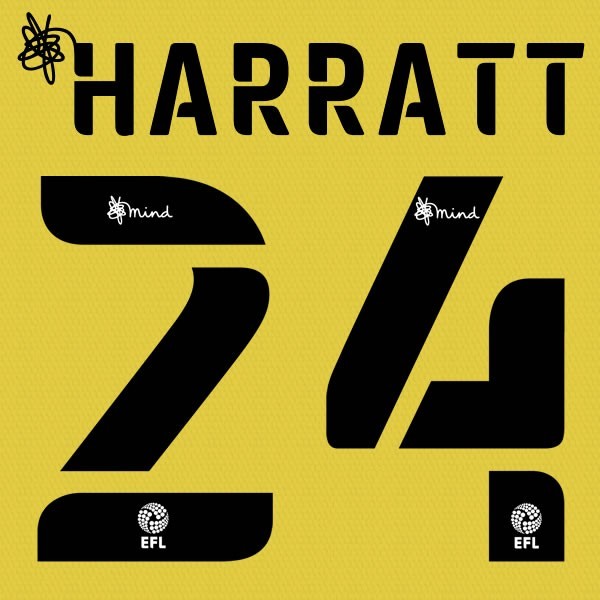 HUDDERSFIELD 2020 2021 OFFICIAL HARRATT 24 3RD PLAYER SIZE NAME SET