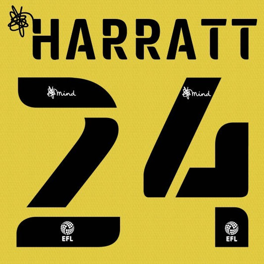 HUDDERSFIELD 2020 2021 OFFICIAL HARRATT 24 3RD PLAYER SIZE NAME SET