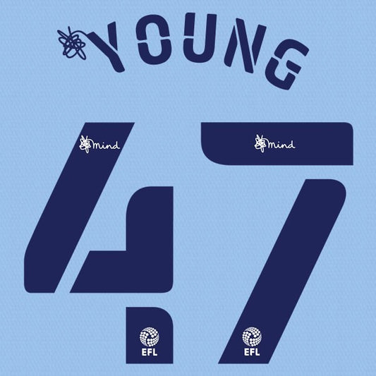 BARNSLEY 2020 2021 OFFICIAL YOUNG 47 HOME PLAYER SIZE NAME SET