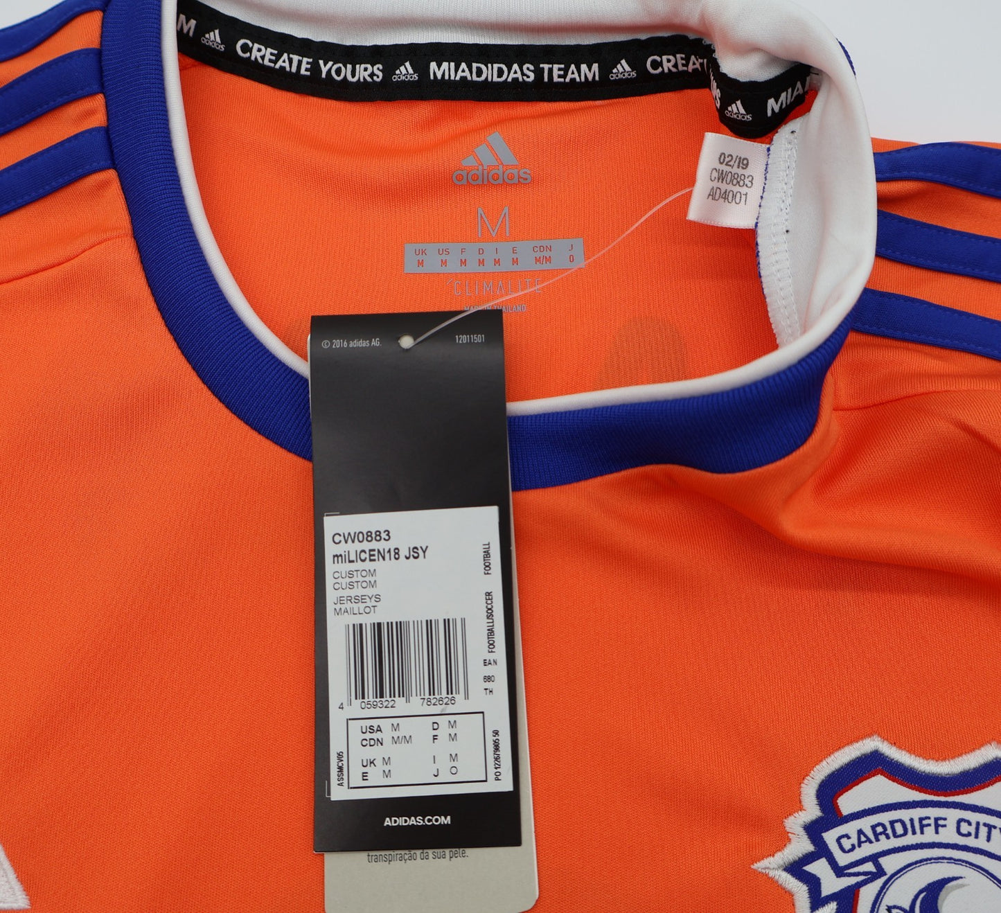 BNWT 2019 2020 ADIDAS CARDIFF CITY AWAY SHIRT RALLS 8 MEN'S MEDIUM