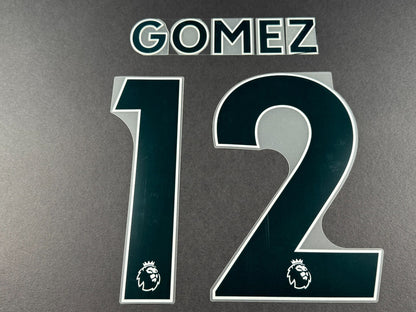 LIVERPOOL 2021 2022 GOMEZ 12 OFFICIAL AVERY BLACK PLAYER SIZE NAME SET