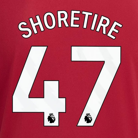 2023 2024 MANCHESTER UNITED SHORETIRE 47 HOME WHITE PLAYER SIZE NAMESET