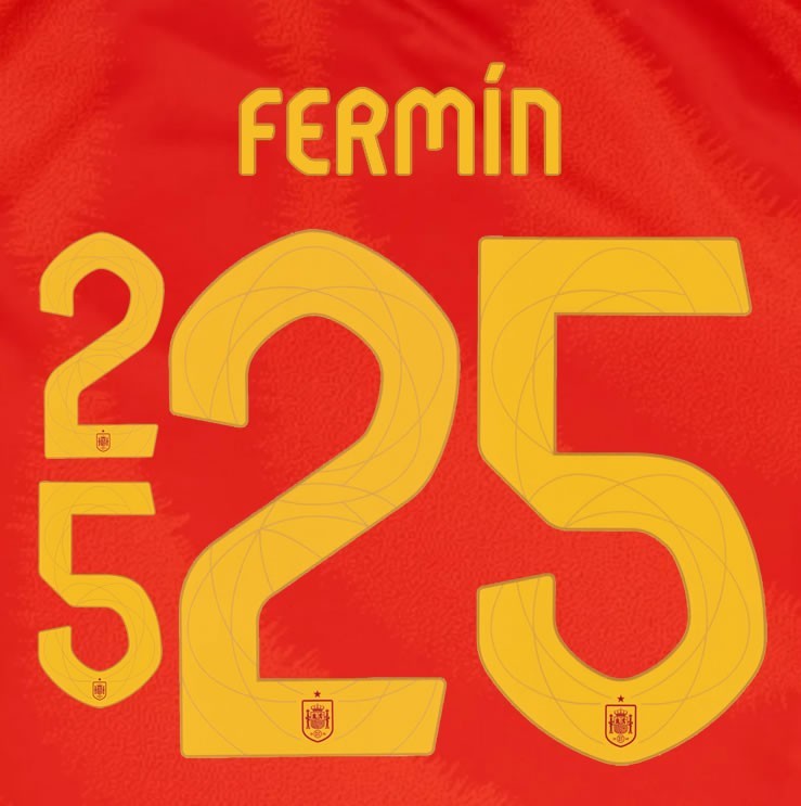 2024 2025 OFFICIAL SPAIN FERMIN 25 HOME PLAYER SIZE NAMESET