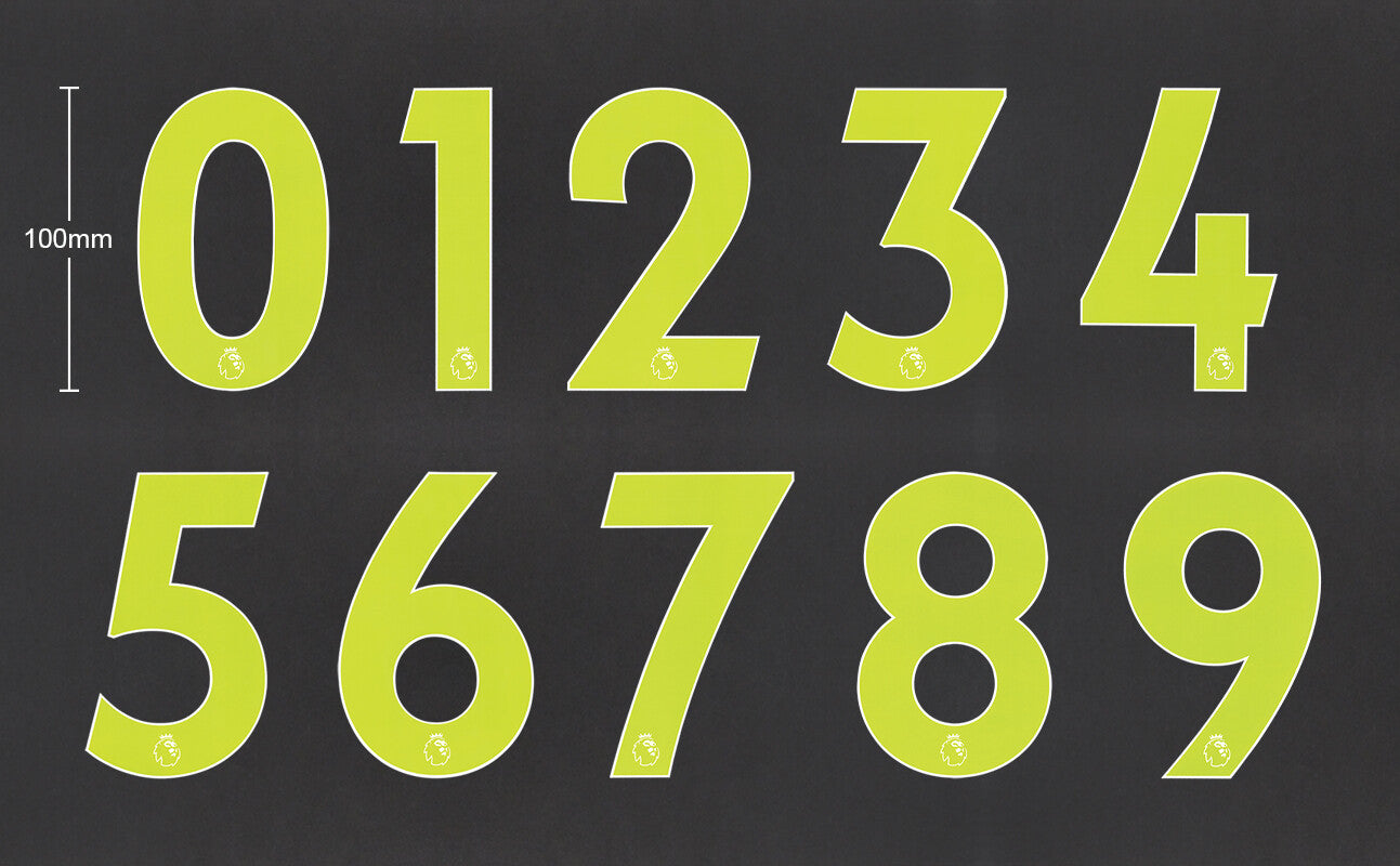 2019 - 2023 OFFICIAL AVERY DENNISON PREMIER LEAGUE YELLOW SHORT NUMBERS