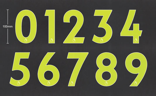 2019 - 2023 OFFICIAL AVERY DENNISON PREMIER LEAGUE YELLOW SHORT NUMBERS