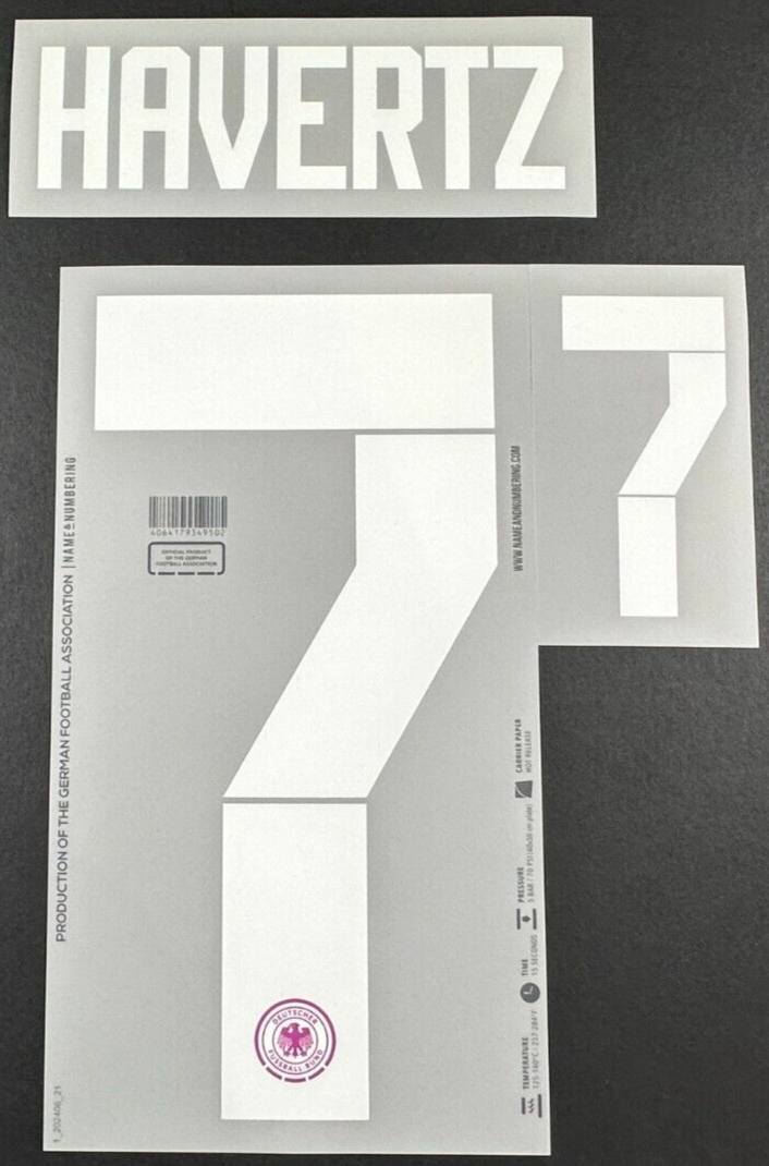GERMANY 2024 2025 OFFICIAL NAME & NUMBERING HAVERTZ 7 AWAY PLAYER SIZE NAMESET