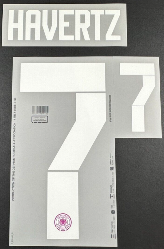 GERMANY 2024 2025 OFFICIAL NAME & NUMBERING HAVERTZ 7 AWAY PLAYER SIZE NAMESET