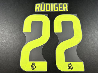 2022 2023 AVERY DENNISON REAL MADRID RUDIGER 22 3RD GREEN PLAYER SIZE NAMESET