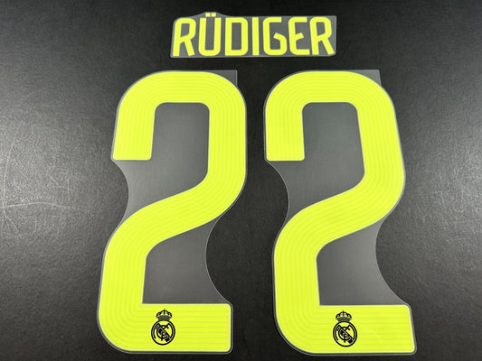 2022 2023 AVERY DENNISON REAL MADRID RUDIGER 22 3RD GREEN PLAYER SIZE NAMESET