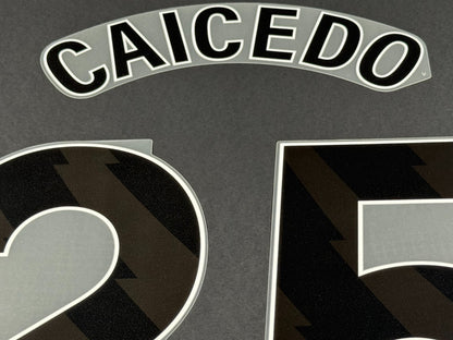CHELSEA 2025 / 2026 CAICEDO 25 OFFICIAL AVERY DENNISON BLACK PLAYER SIZE SET