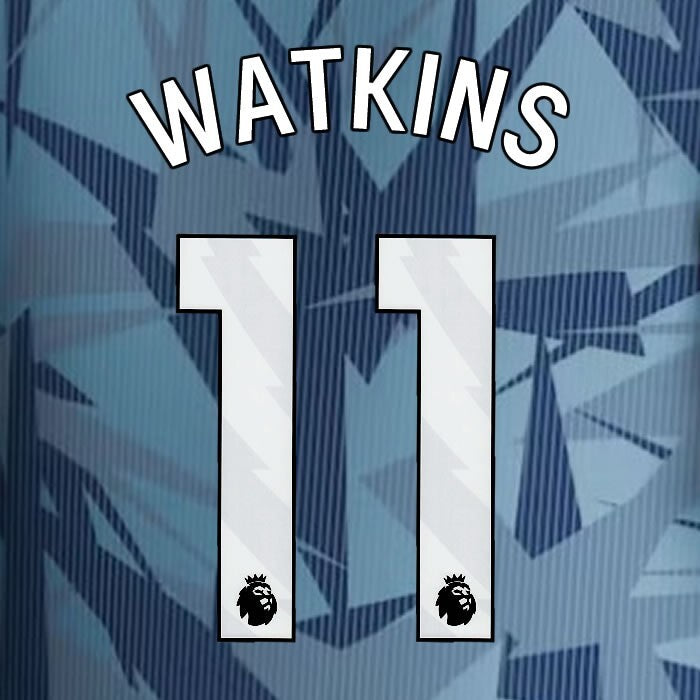 2023 2024 ASTON VILLA WATKINS 11 OFFICIAL WHITE 3RD PLAYER SIZE NAMESET