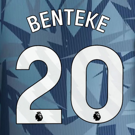 2023 2024 ASTON VILLA BENTEKE 20 OFFICIAL WHITE 3RD PLAYER SIZE NAMESET