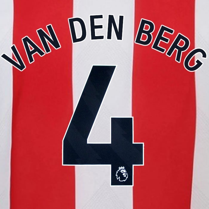 2024 2025 BRENTFORD VAN DEN BERG 4 OFFICIAL BLACK HOME PLAYER SIZE NAMESET